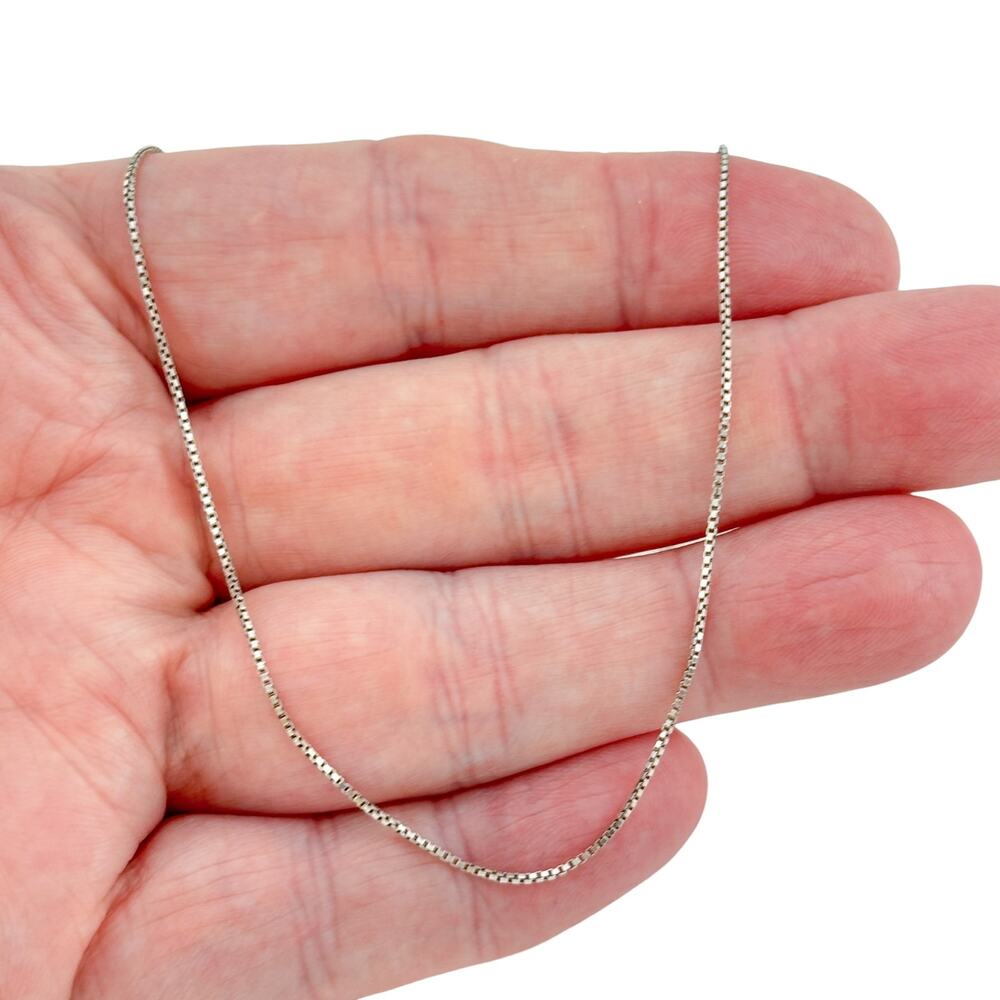 Vintage Italy Sterling Silver 925 Box Chain Necklace 18"